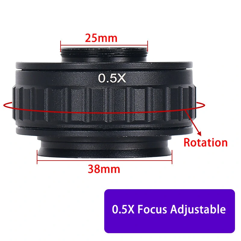 0.35X 0.5X C mount Lens Adapter Focus Adjustable Camera Installation C mount Adapter to New Type Trinocular Stereo microscope — view 4