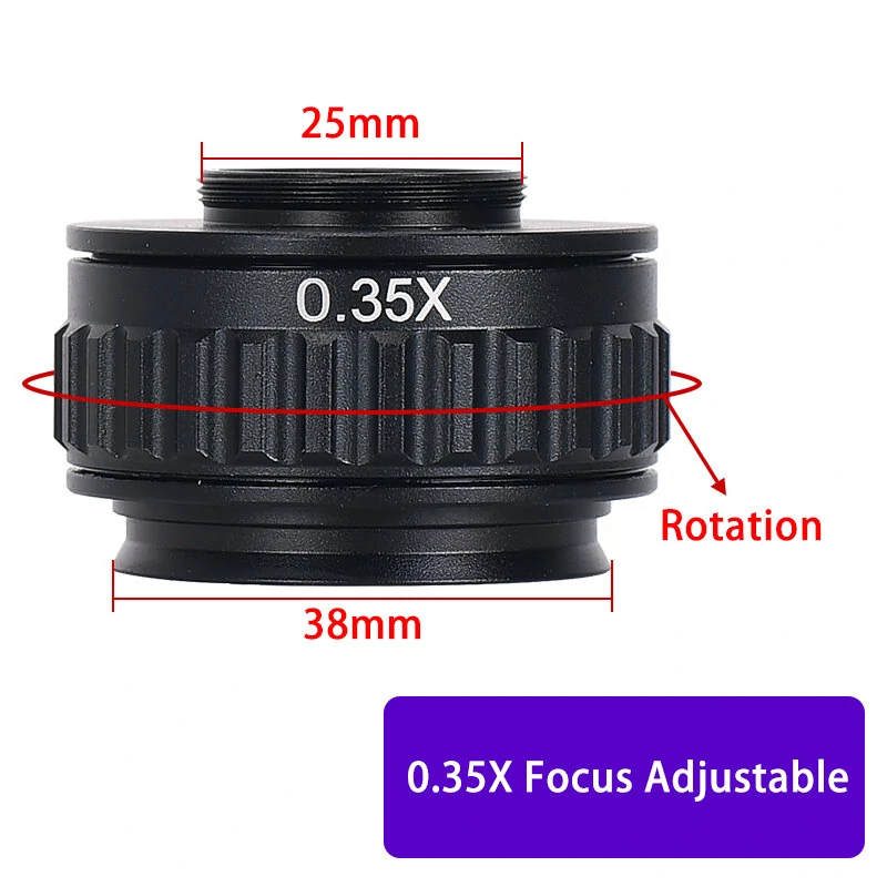 0.35X 0.5X C mount Lens Adapter Focus Adjustable Camera Installation C mount Adapter to New Type Trinocular Stereo microscope — view 5