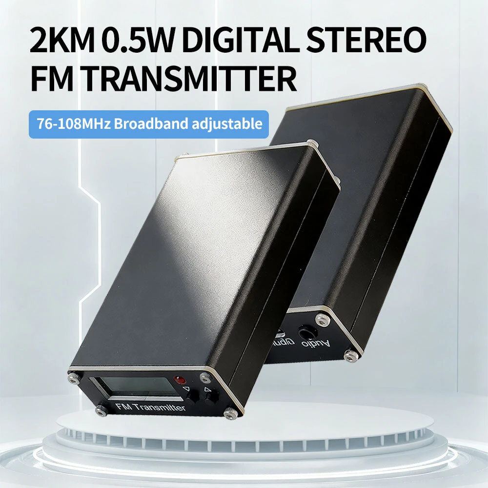 0.5W Digital Stereo FM Transmitter 76-108MHz LCD Display Type-C 3.5mm Audio Broadband Adjustable Long Distance Transmission — view 2