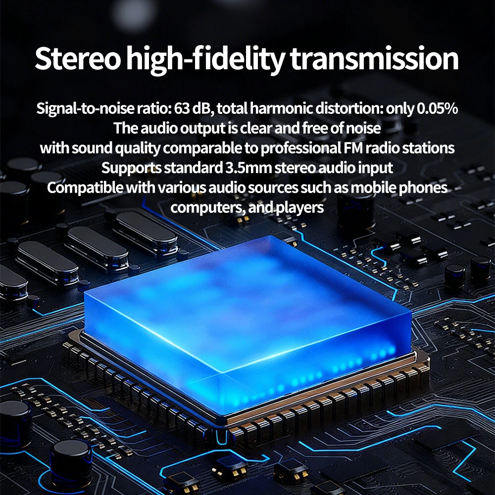 0.5W Digital Stereo FM Transmitter 76-108MHz LCD Display Type-C 3.5mm Audio Broadband Adjustable Long Distance Transmission — view 5