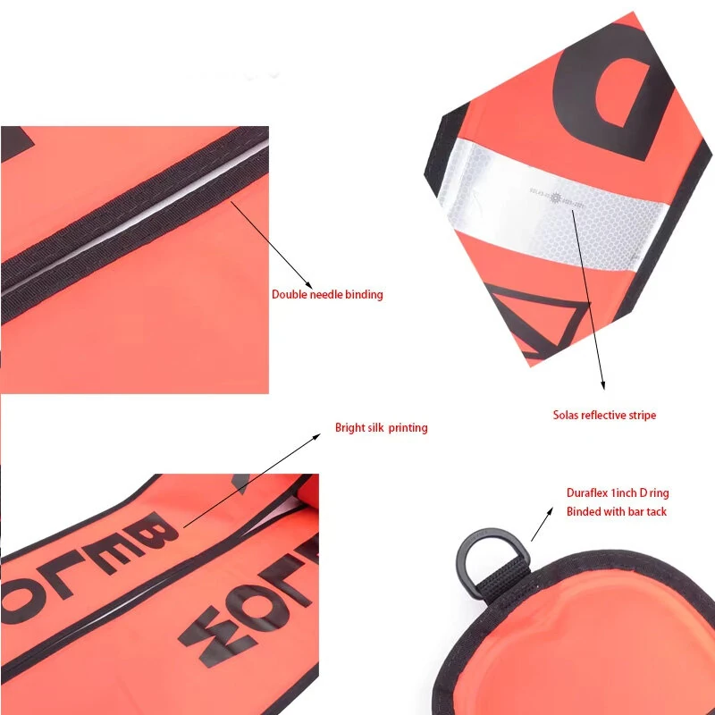 1.2m*15cm Scuba Diving High Quality Scuba Diving Inflatable Safety Sausage Signal Surface Buoy (SMB) Tube — view 3