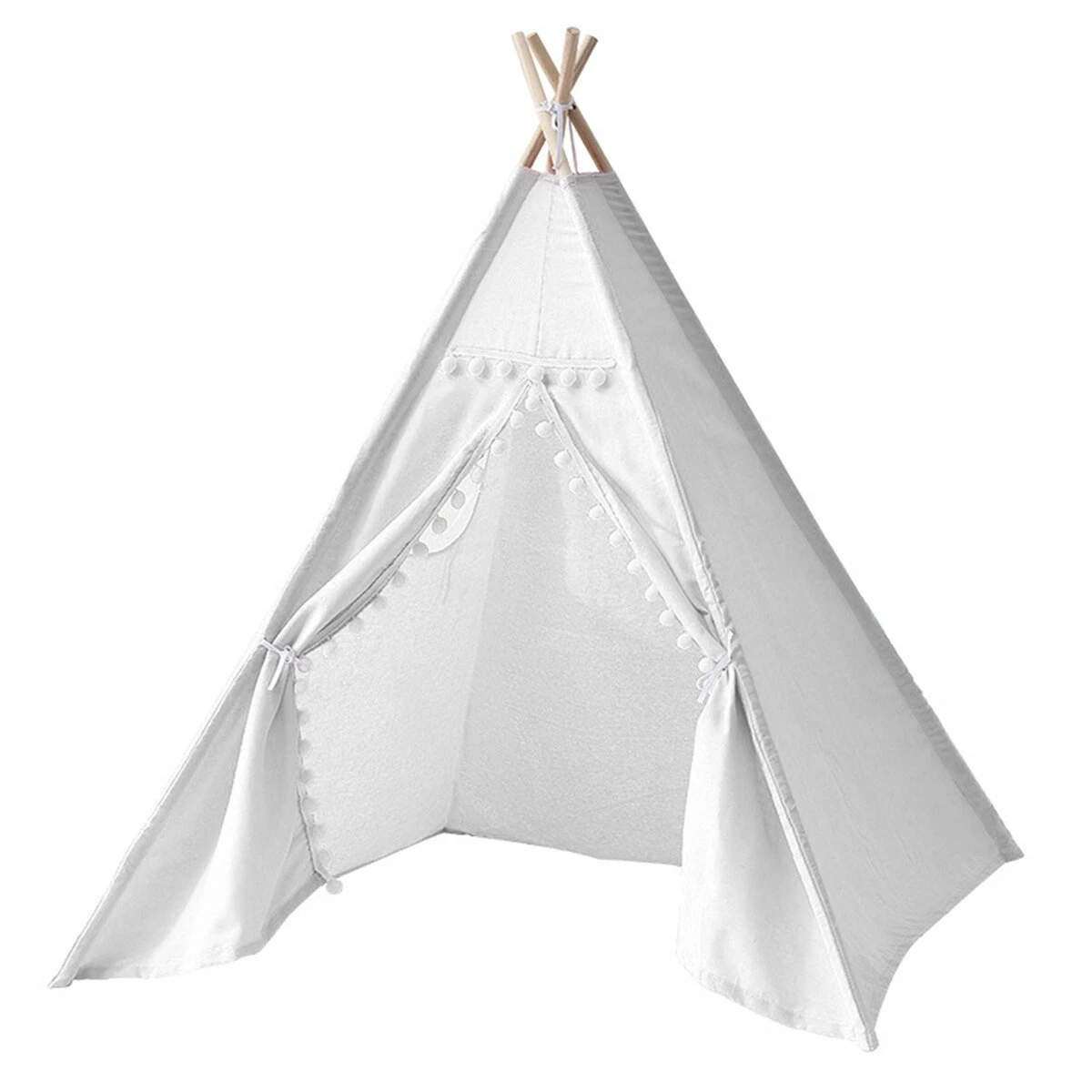 1.35M-1.8M Baby Tents Teepee Durable＆Quality Cotton Canvas Triangle Tent Kids Playhouse Pretend Indoor/Outdoor Play Tent Decoration House Game Gift — view 2