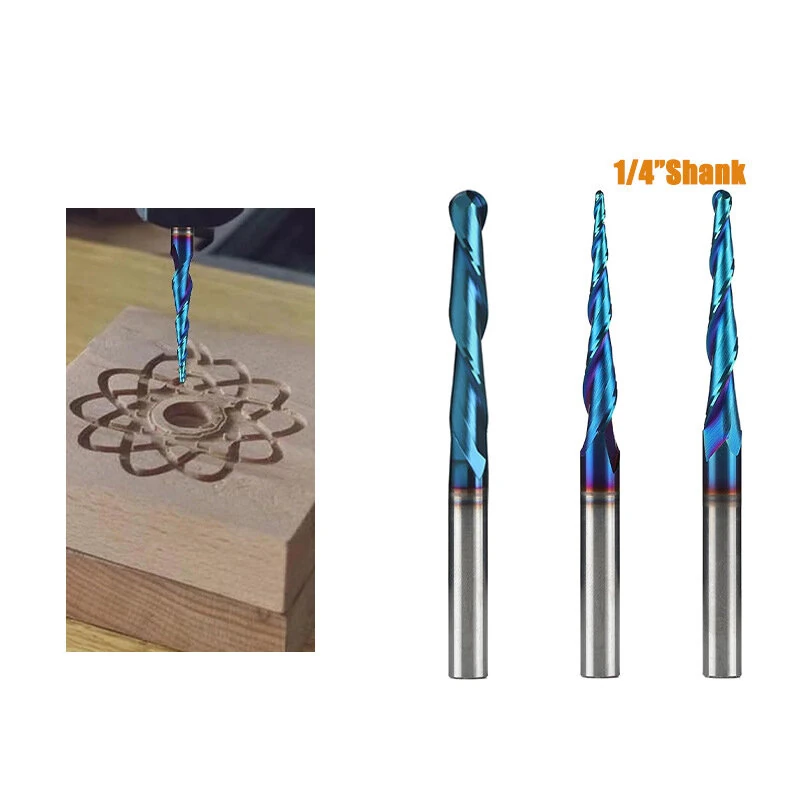 1/4 Inch Shank 3D CNC Router Bit Tungsten Steel Cutting Tool HRC93 Hardness for Precision Carving Engraving — view 2
