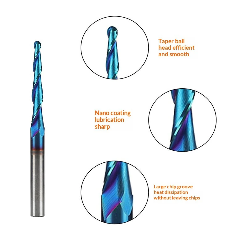 1/4 Inch Shank 3D CNC Router Bit Tungsten Steel Cutting Tool HRC93 Hardness for Precision Carving Engraving — view 3
