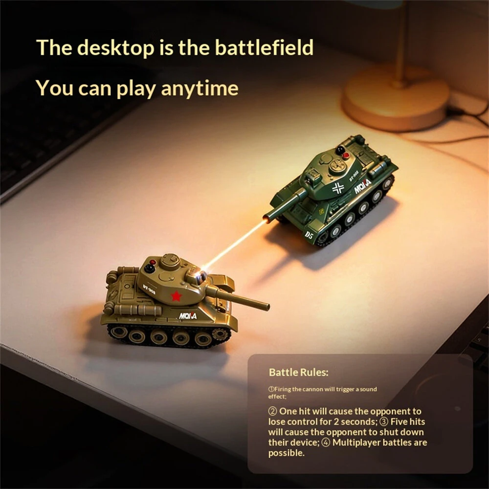 1/64 2.4G Mini RC Tank Tiger 99A Desktop Simulation Infrared Battle Tracked Support App Control Shooting Sound Three Speed Remote Vehicles Models Micro Toys — view 3