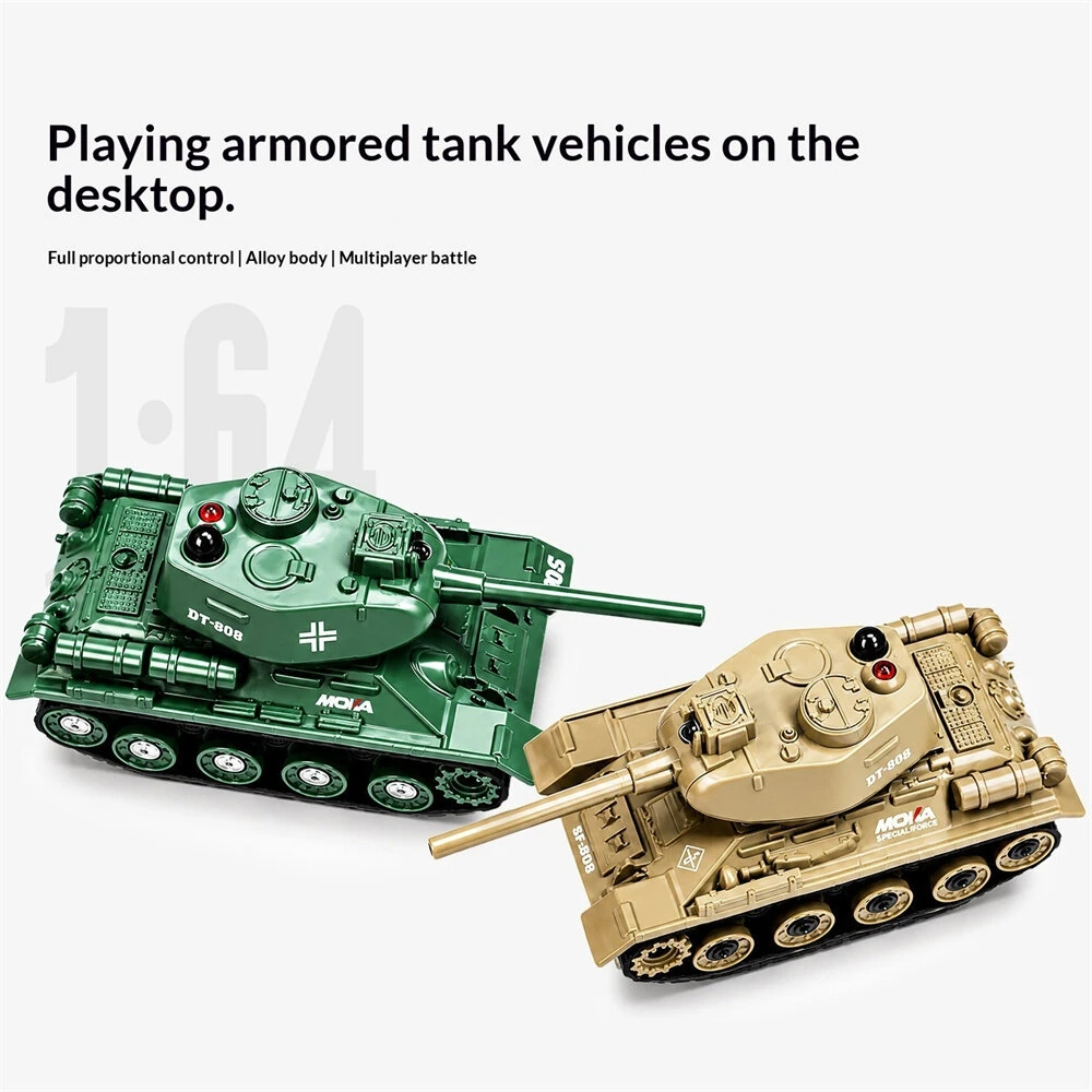 1/64 2.4G Mini RC Tank Tiger 99A Desktop Simulation Infrared Battle Tracked Support App Control Shooting Sound Three Speed Remote Vehicles Models Micro Toys — view 5