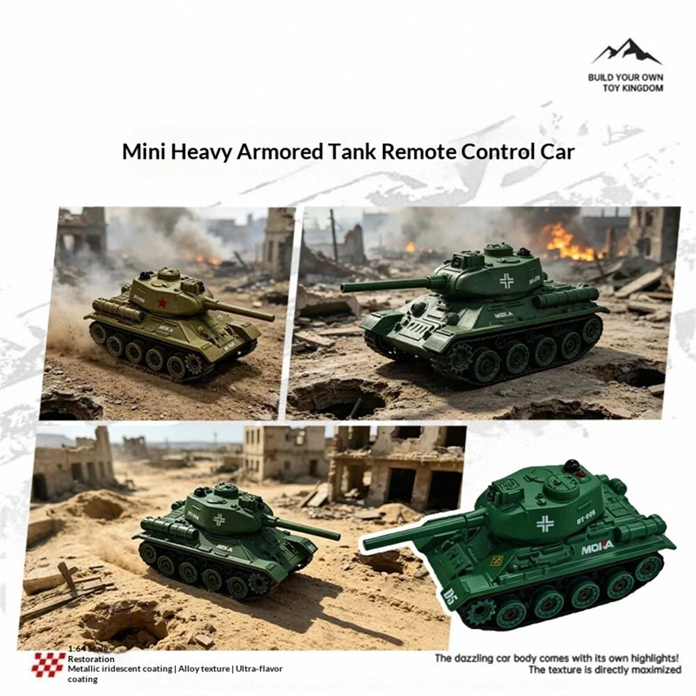 1/64 2.4G Mini RC Tank Tiger 99A Desktop Simulation Infrared Battle Tracked Support App Control Shooting Sound Three Speed Remote Vehicles Models Micro Toys — view 6