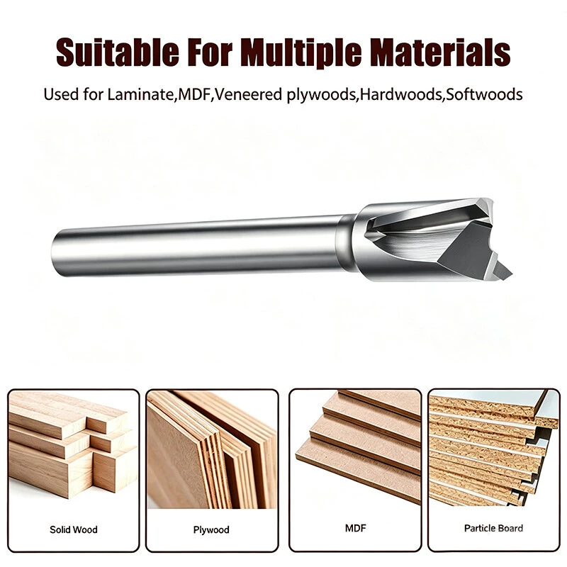 1 Pc Mortise Tenon Milling Inclined Router Bit 8mm Shank Double Edge Tungsten Steel Cutter for Laminate MDF Plywood Hardwood Softwood CNC Electric Router — view 3