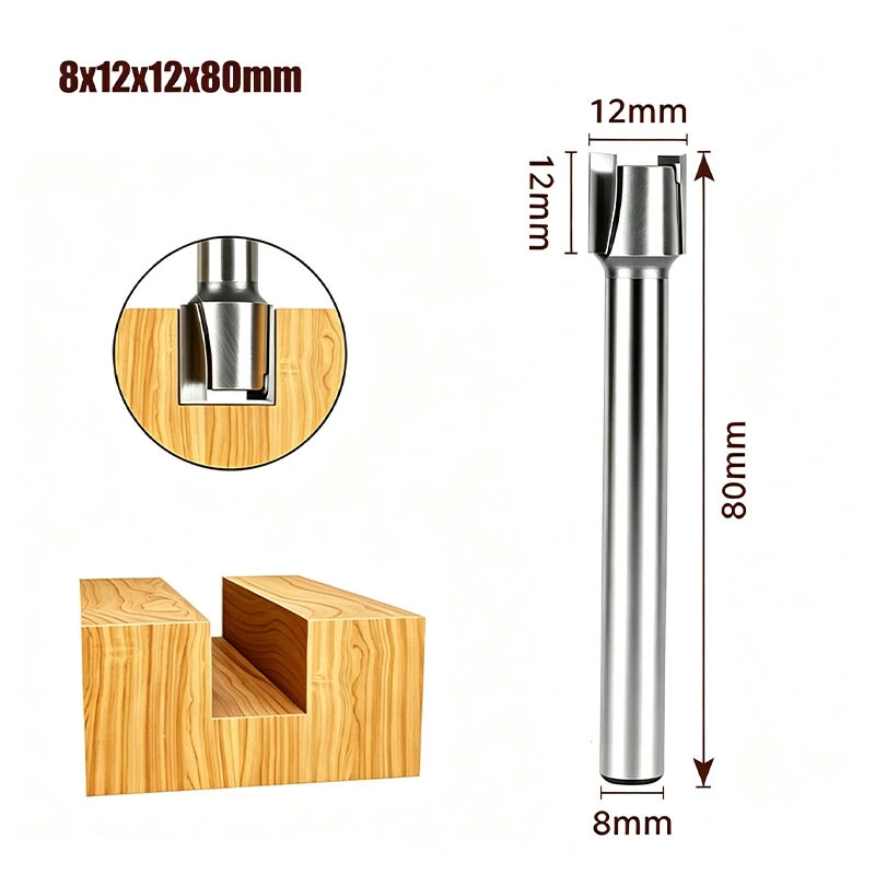 1 Pc Mortise Tenon Milling Inclined Router Bit 8mm Shank Double Edge Tungsten Steel Cutter for Laminate MDF Plywood Hardwood Softwood CNC Electric Router — view 6