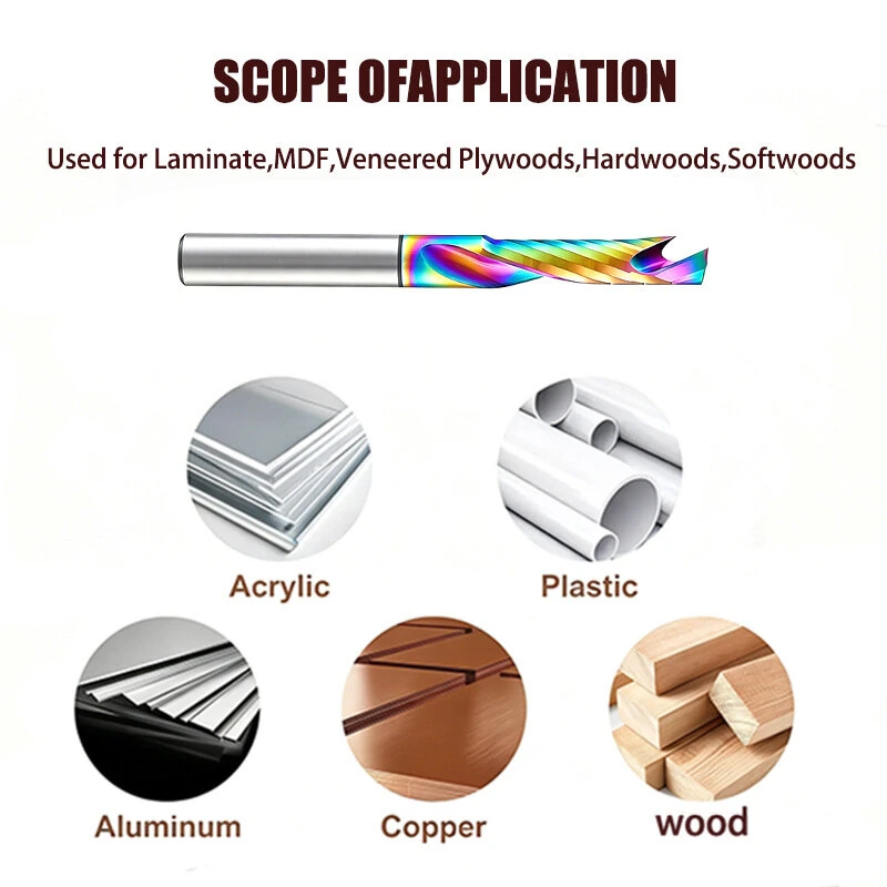1 pc Single Flute O-Flute Carbide Router Bit 1/4'' Blade Diameter for CNC Router Micro Milling Machine Wood Timber MDF Synthetic Board Laminate — view 3