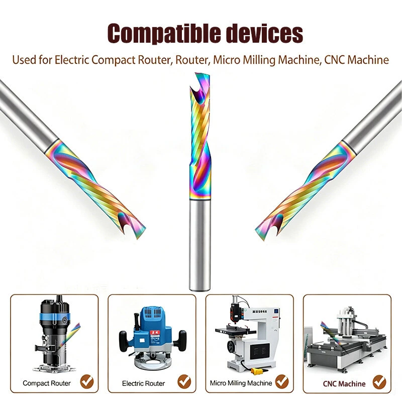 1 pc Single Flute O-Flute Carbide Router Bit 1/4'' Blade Diameter for CNC Router Micro Milling Machine Wood Timber MDF Synthetic Board Laminate — view 4