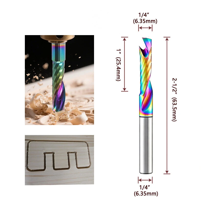 1 pc Single Flute O-Flute Carbide Router Bit 1/4'' Blade Diameter for CNC Router Micro Milling Machine Wood Timber MDF Synthetic Board Laminate — view 6