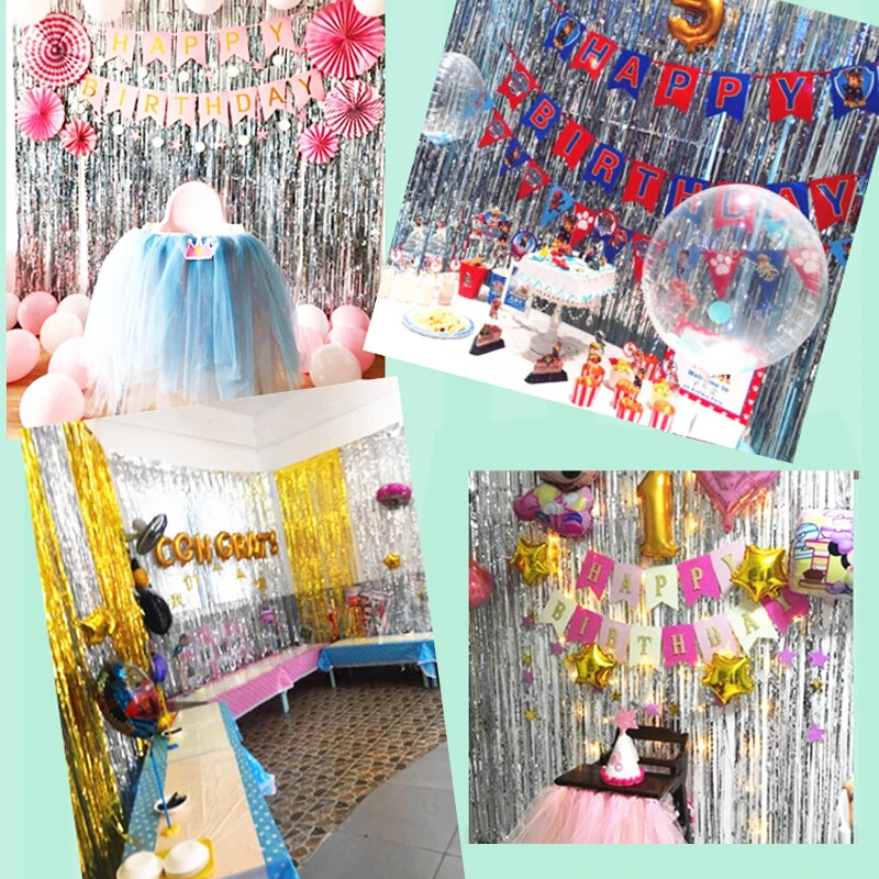 1 x 2M Metallic Foil Fringe Door Curtains Party/Christmas/Birthday/Wedding Photo Booth Props Backdrop Decor — view 4