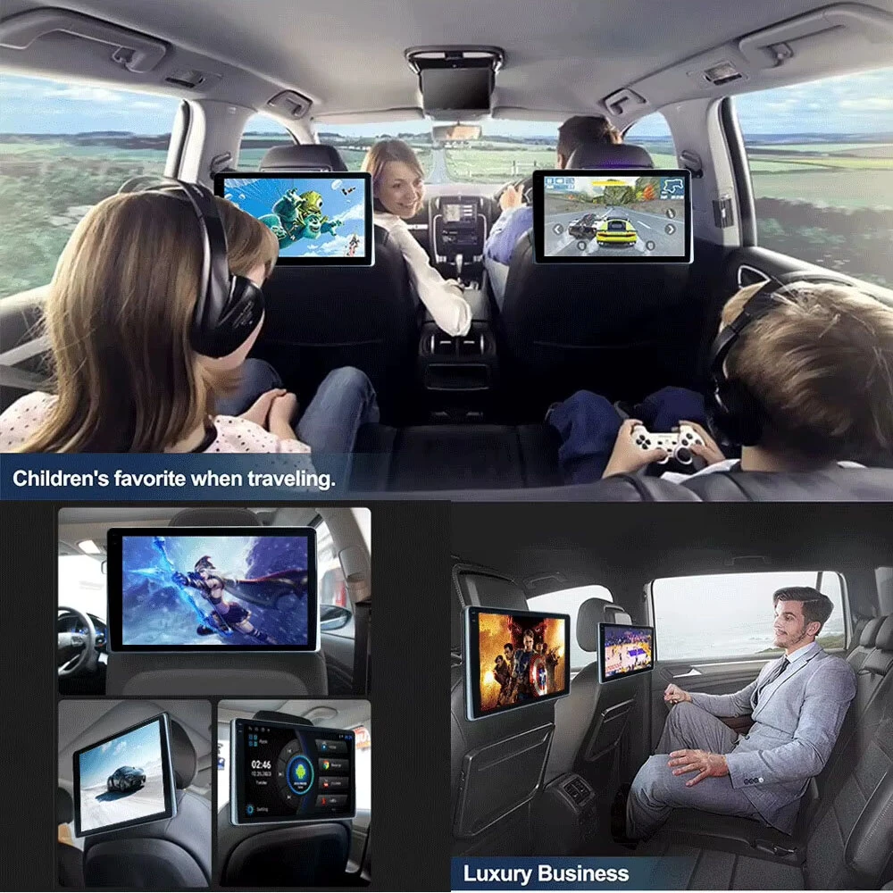 10.1" HD 1280*800 Android 13 Car Headrest Monitor Tablet For Back Seat Multimedia Apple Carplay Ambient Lights BT SD -Input — view 5