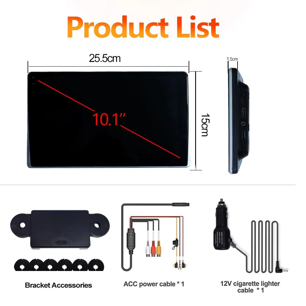 10.1" HD 1280*800 Android 13 Car Headrest Monitor Tablet For Back Seat Multimedia Apple Carplay Ambient Lights BT SD -Input — view 8