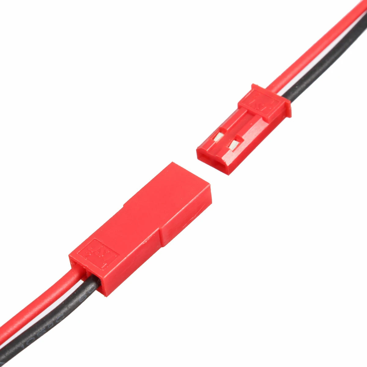 10 Pairs 2 Pins JST Female + Male Connector Plug Cable Wire Line 110mm Red — view 8