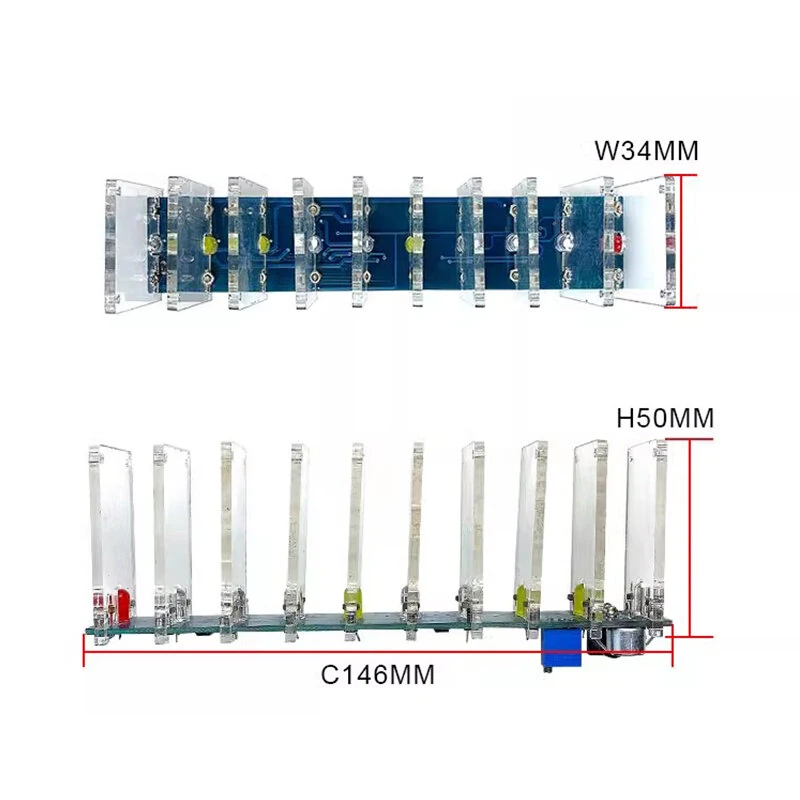 10-Segment Crystal Column Sound-Controlled Spectrum Lamp DIY Kit 7-Color LED Lights Adjustable Sensitivity RF-4 Board 5V 3A — view 4