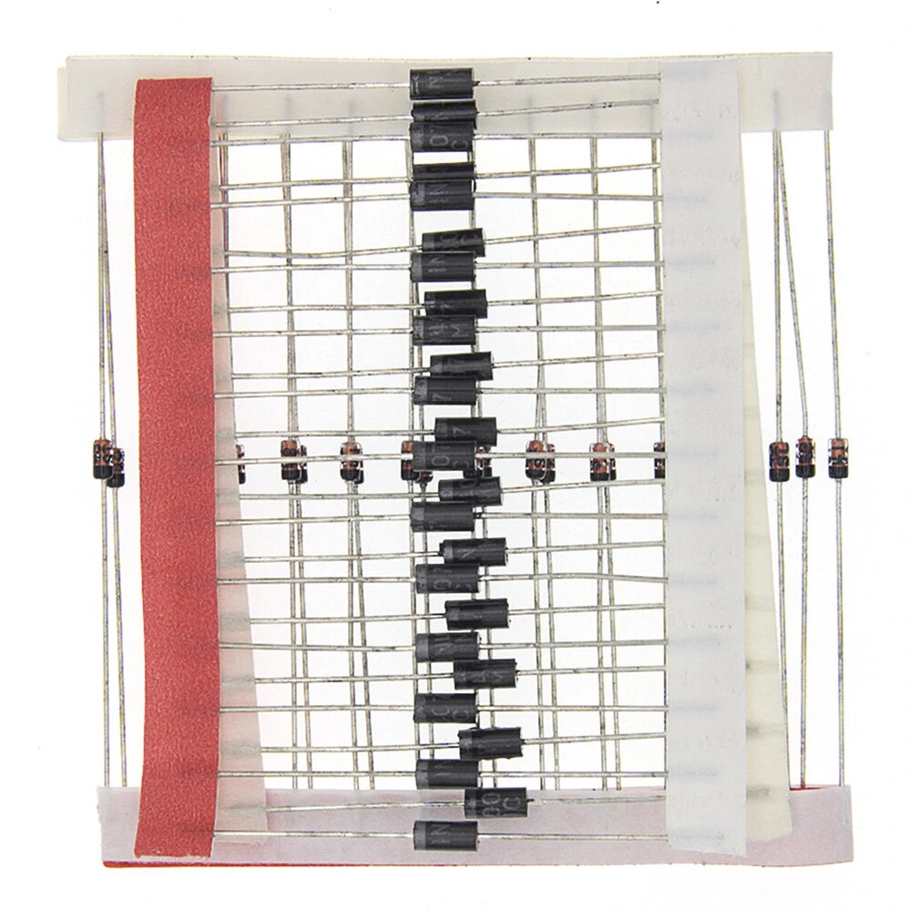 100PCS 8 Kinds Schottky Diode Transistor Package 1N4148 1N4007 1N5819 1N5399 FR107 FR207 1N5408 1N5822 Electronic Components Kit — view 2