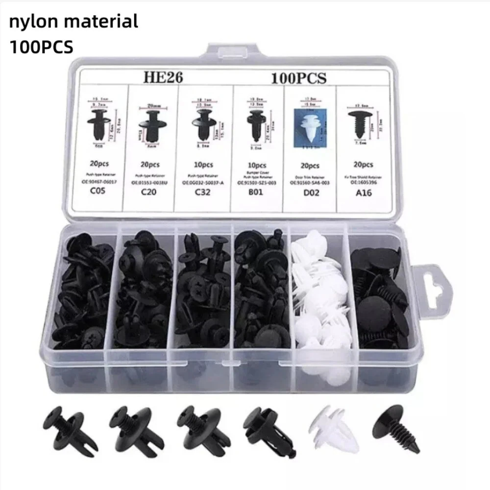 100pcs Auto Fastener Clip Kit Fender Rivet Clips Car Body Push Retainer Pin Rivet Bumper Door Trim Panel Retainer Car Clips — view 10