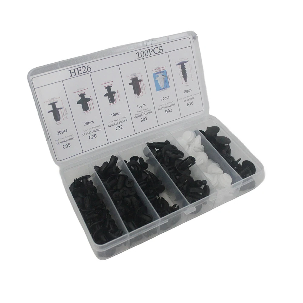 100pcs Auto Fastener Clip Kit Fender Rivet Clips Car Body Push Retainer Pin Rivet Bumper Door Trim Panel Retainer Car Clips — view 2