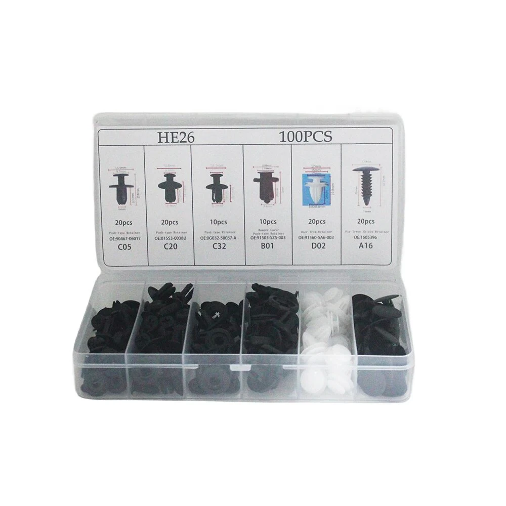 100pcs Auto Fastener Clip Kit Fender Rivet Clips Car Body Push Retainer Pin Rivet Bumper Door Trim Panel Retainer Car Clips — view 4