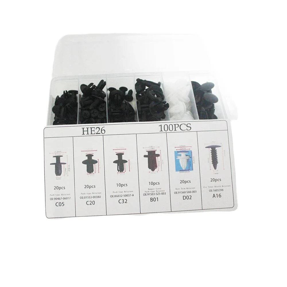 100pcs Auto Fastener Clip Kit Fender Rivet Clips Car Body Push Retainer Pin Rivet Bumper Door Trim Panel Retainer Car Clips — view 5