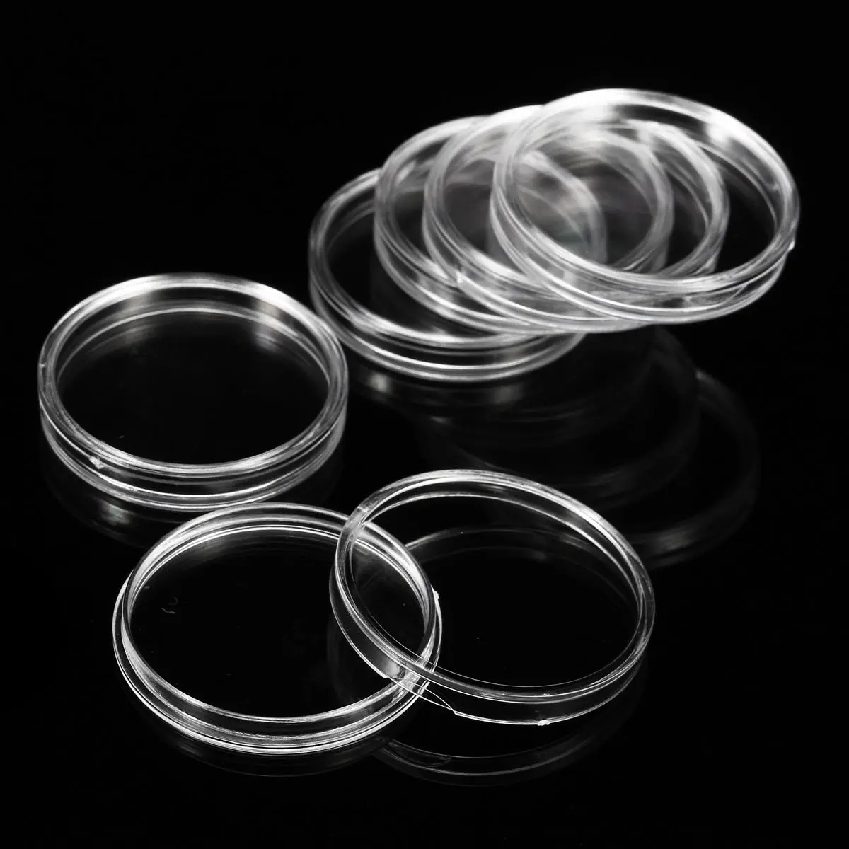 100Pcs/Lot 20/25/27/30mm Clear Plastic Coin Holder Universal Commemorative Coin Shell Collector — view 6