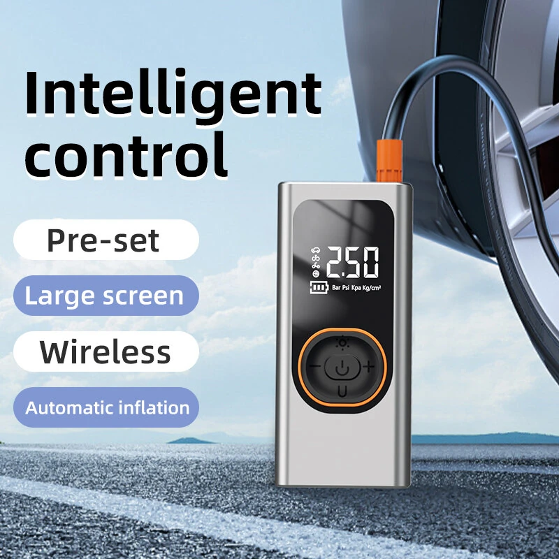 100W Portable Car Air Pump Wireless Air Pump Car Tire Pump Power Bank with LED Emergency Light for Cars Motorcycles Bicycles — view 4