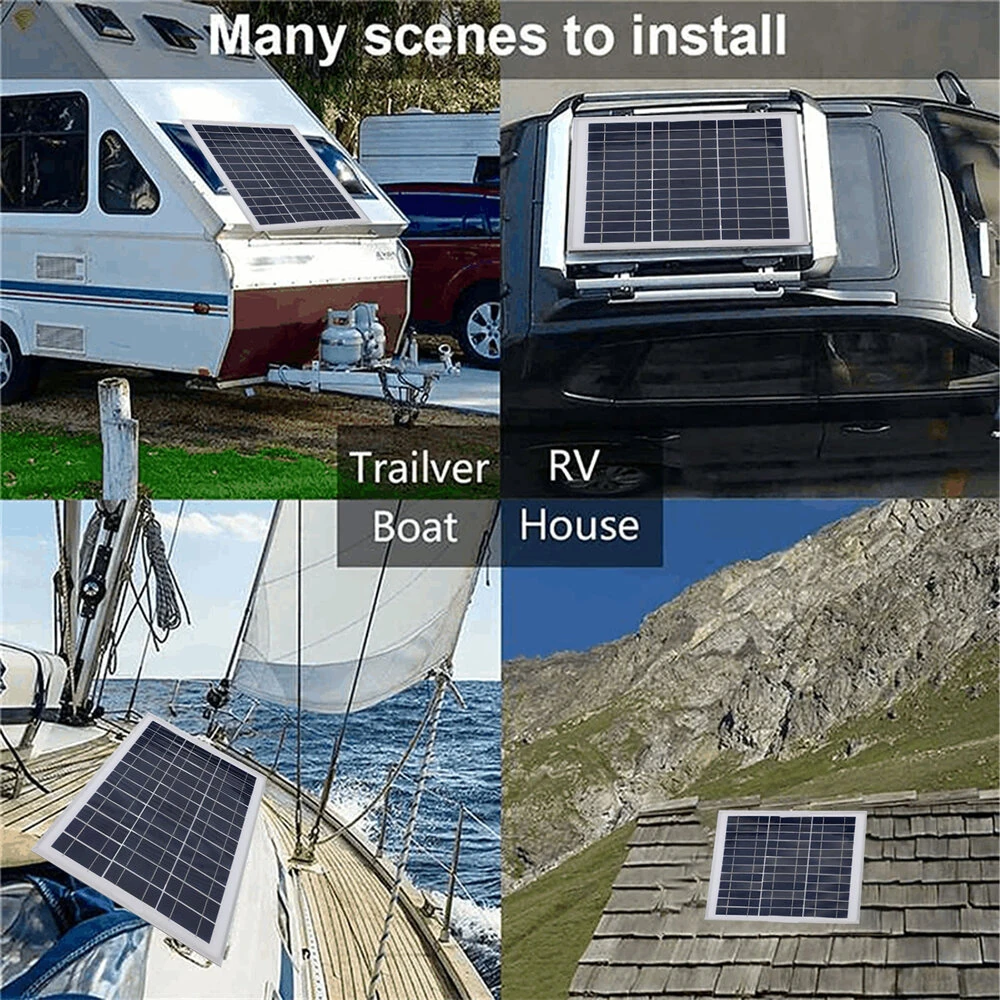100W Solar Panel Kit Aluminum Frame Polycrystalline Cells 12V Off-Grid Power System MPPT Controller USB RV Boat Caravan Outdoor — view 3