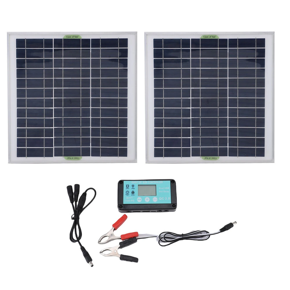100W Solar Panel Kit Aluminum Frame Polycrystalline Cells 12V Off-Grid Power System MPPT Controller USB RV Boat Caravan Outdoor — view 9