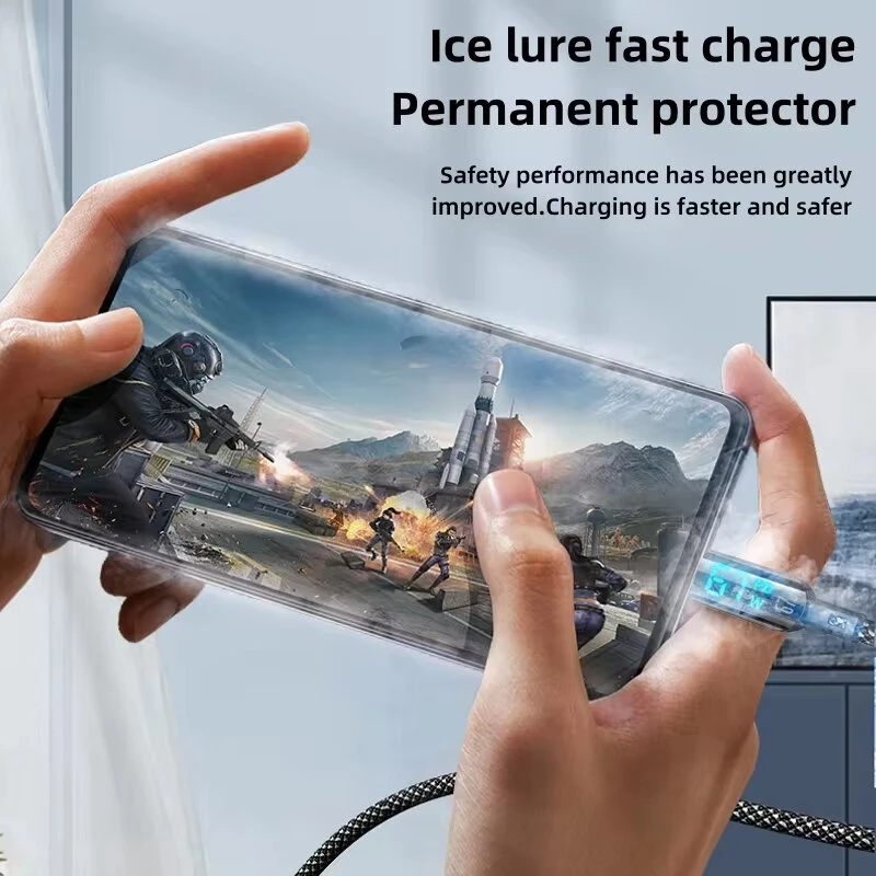 100W USB-A to Type-C Digital Display Cable Fast Charging Data Transmission Tinned Copper Core Line 1.2M Long for iPhone 15 15 Plus for Samsung Galaxy Z Fli6 for Huawei Nova Flip — view 4