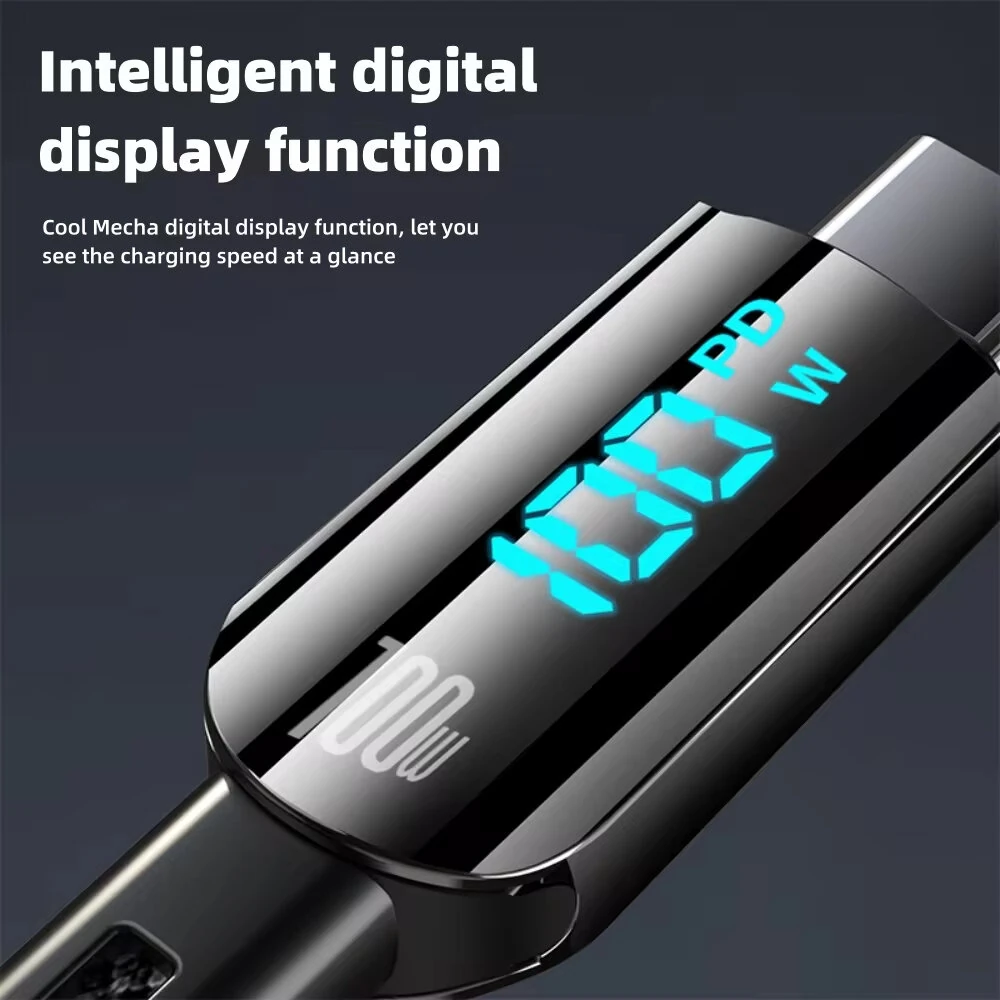 100W USB-A to Type-C Digital Display Cable Fast Charging Data Transmission Tinned Copper Core Line 1.2M Long for iPhone 15 15 Plus for Samsung Galaxy Z Fli6 for Huawei Nova Flip — view 5