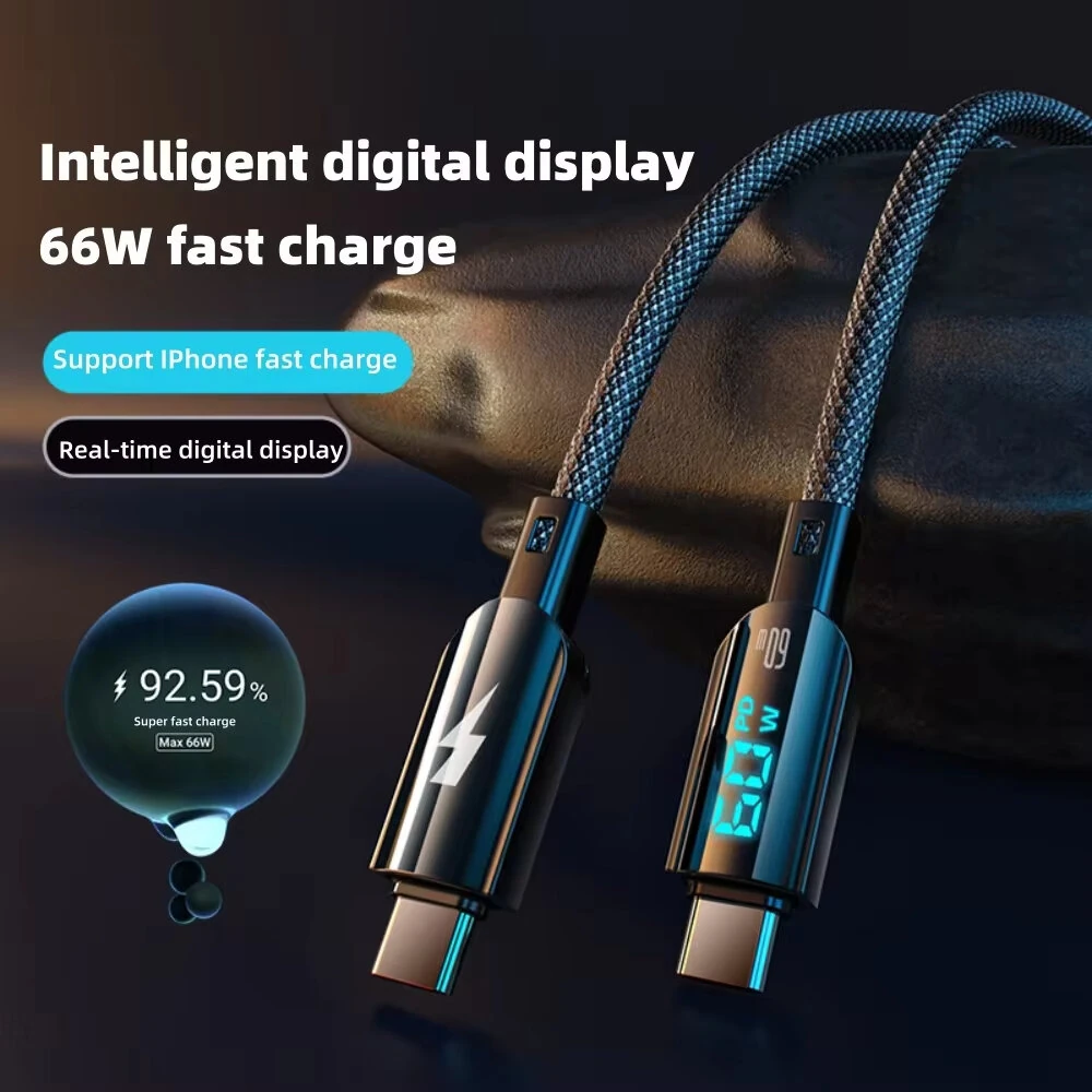100W USB-A to Type-C Digital Display Cable Fast Charging Data Transmission Tinned Copper Core Line 1.2M Long for iPhone 15 15 Plus for Samsung Galaxy Z Fli6 for Huawei Nova Flip — view 6