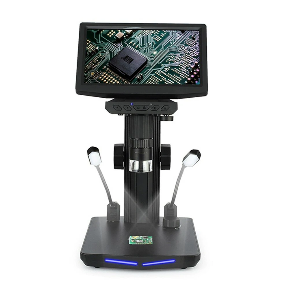 10.1 Inch USB Digital Microscope with IPS Screen 1000X Zoom Photo & Video Recording Features Compatible with MacOS and Windows Adjustable Angle Bracket 8 LED Lights Memory Card Slot — Pricio