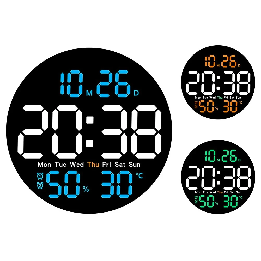 10inch LED Large Digital Wall Clock With Remote Control Auto Dimming 10 Level Brightness Digital Alarm Clock Temperature Humidity Date Week Display Countdown Timing Clock For Home Farmhouse Office — Pricio