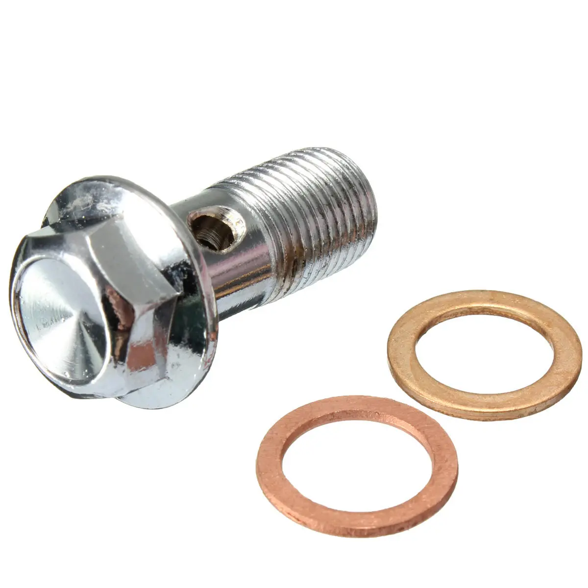 10mm M10x1.00 Chrome Banjo Bolt Brake Caliper Master Cylinder Fitting — view 2