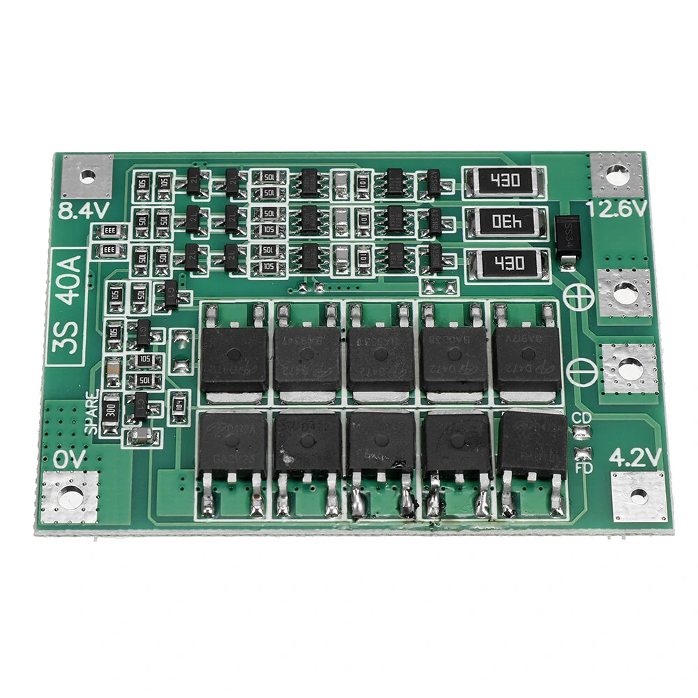 10PCS BMS 3S 40A 18650 Lithium Battery Charger Protection Board 11.1V 12.6V PCB for Drill Motor with Balance — view 4