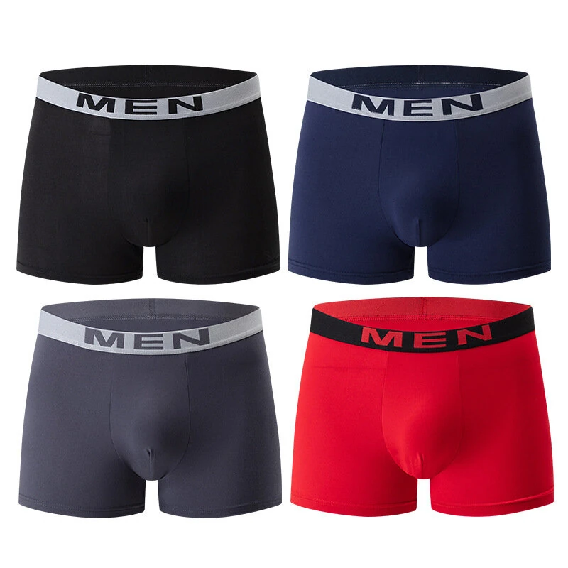 10PCS Men's Underwear Solid Color Boxer Briefs Breathable & Comfortable Flat Pants Elastic Waist Casual Sport Shorts Underwear — view 2