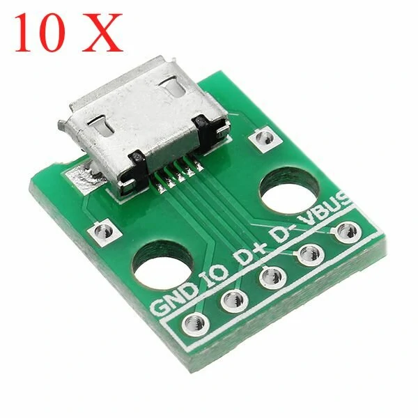 10pcs Micro USB To Dip Female Socket B Type Microphone 5P Patch To Dip 2.54mm Pin With Soldering Adapter Board — Pricio