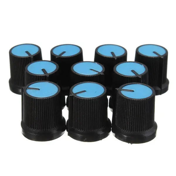 10Pcs Plastic For Rotary Taper Potentiometer Hole 6mm Knob Double Potentiometer Amplifier Plastic Knob 15*17 Switch Cap — view 2
