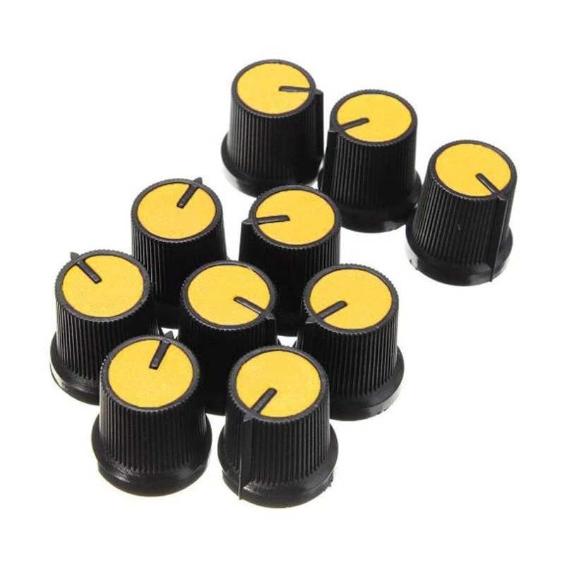 10Pcs Plastic For Rotary Taper Potentiometer Hole 6mm Knob Double Potentiometer Amplifier Plastic Knob 15*17 Switch Cap — view 6