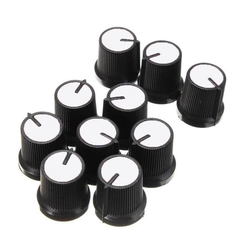 10Pcs Plastic For Rotary Taper Potentiometer Hole 6mm Knob Double Potentiometer Amplifier Plastic Knob 15*17 Switch Cap — view 7