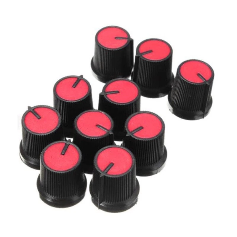 10Pcs Plastic For Rotary Taper Potentiometer Hole 6mm Knob Double Potentiometer Amplifier Plastic Knob 15*17 Switch Cap — view 8
