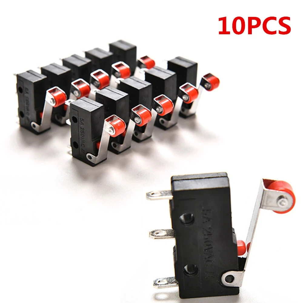 10pcs Roller Lever Arm PCB Terminals Micro Limit Normal Open/Close Switch KW12-3 — image 1