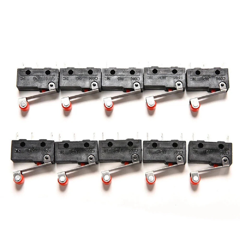 10pcs Roller Lever Arm PCB Terminals Micro Limit Normal Open/Close Switch KW12-3 — view 2