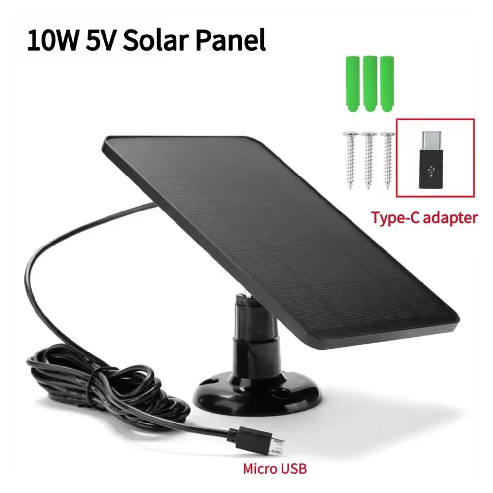 10W 5V Solar Panel 2in1 Micro USB+ Type Solar Panel Outdoor Solar Battery Charger Security Camera/Small Home Light System — view 4