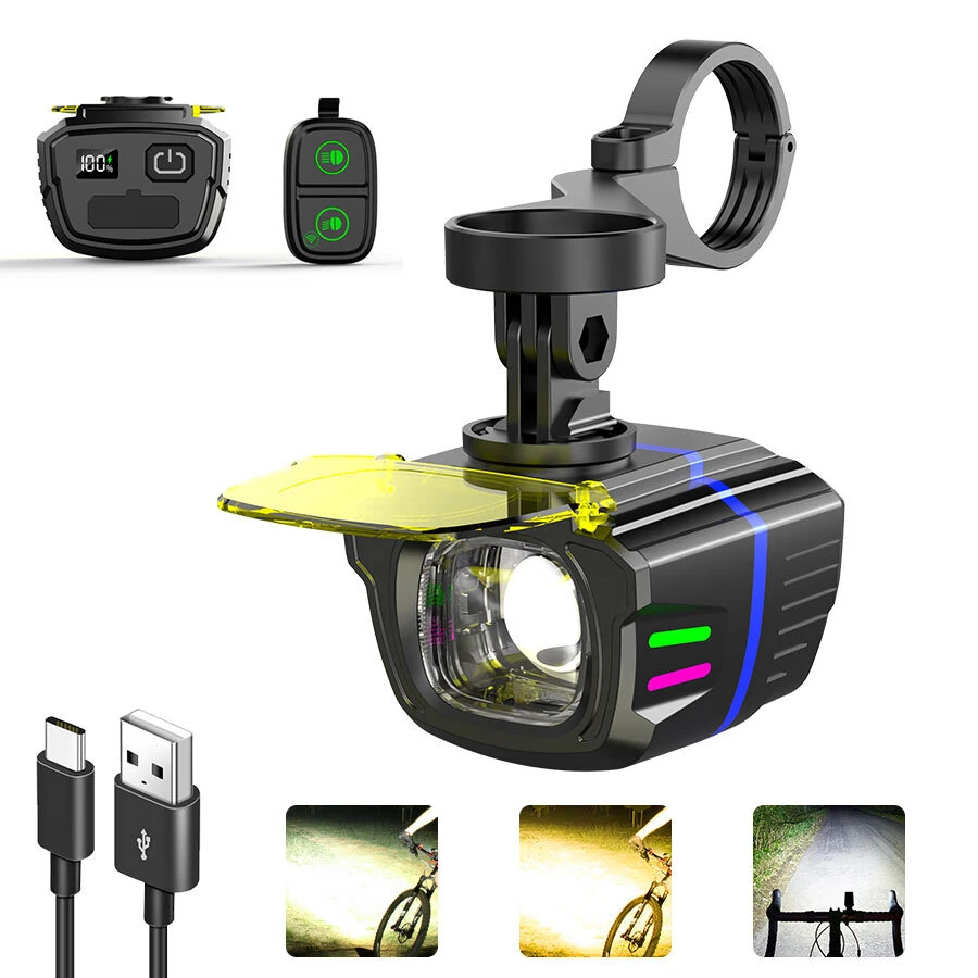 1100LM Multifunctional Wireless Remote Control Bicycle Headlight High-brightness USB-rechargeable Bike Front Light — Pricio