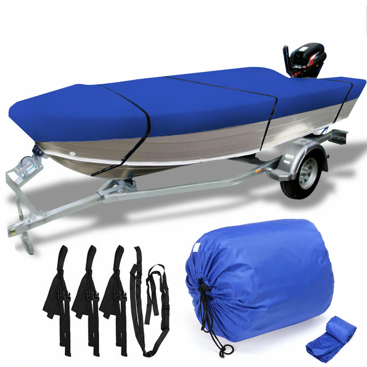 11.5' - 14.8' Heavy Duty Open Boat Cover Trailerable Fishing Runabout Waterproof