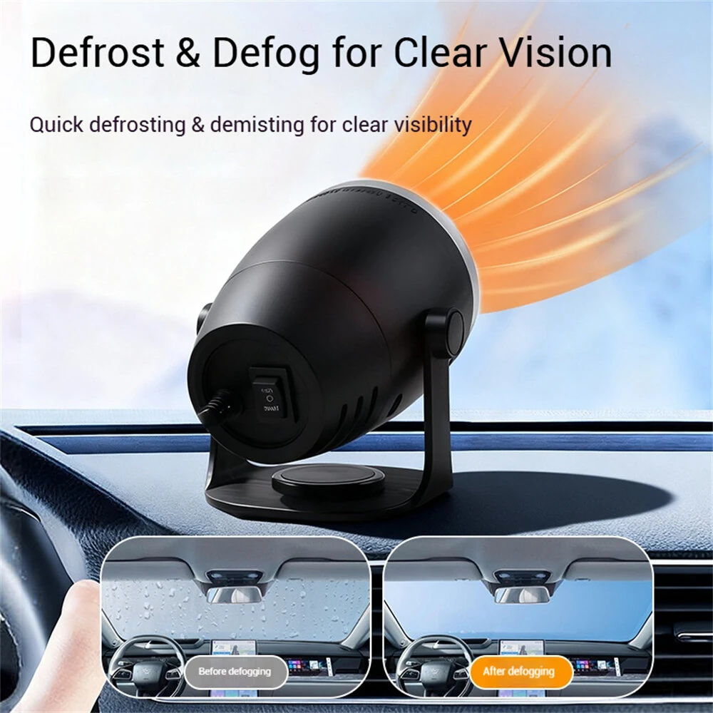 12 / 24V Car Heater BY-1849 Fast Heating Defogging Anti-Frost 360° Adjustable Mini Electric Heater — view 3