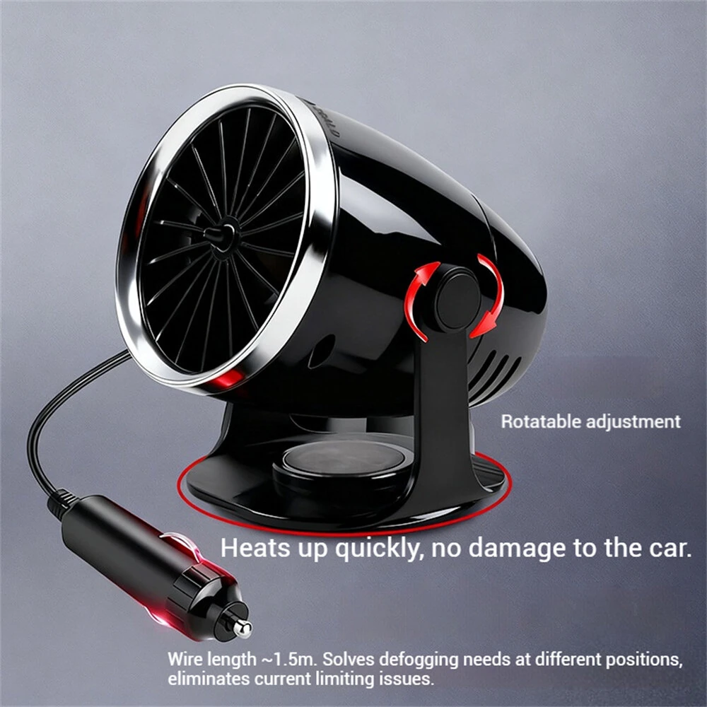 12 / 24V Car Heater BY-1849 Fast Heating Defogging Anti-Frost 360° Adjustable Mini Electric Heater — view 5
